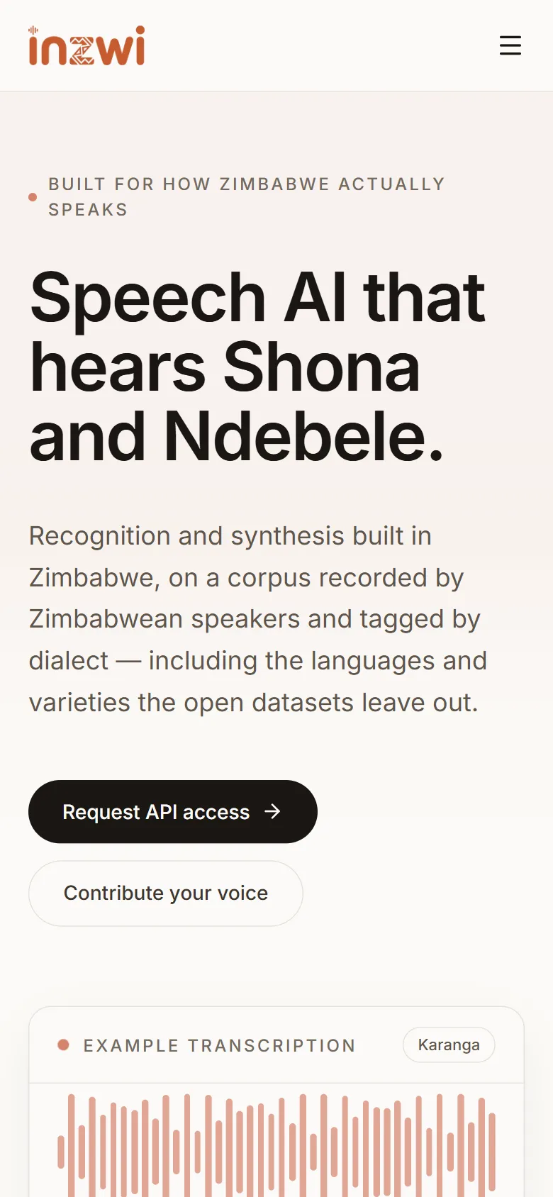 Inzwi on a phone